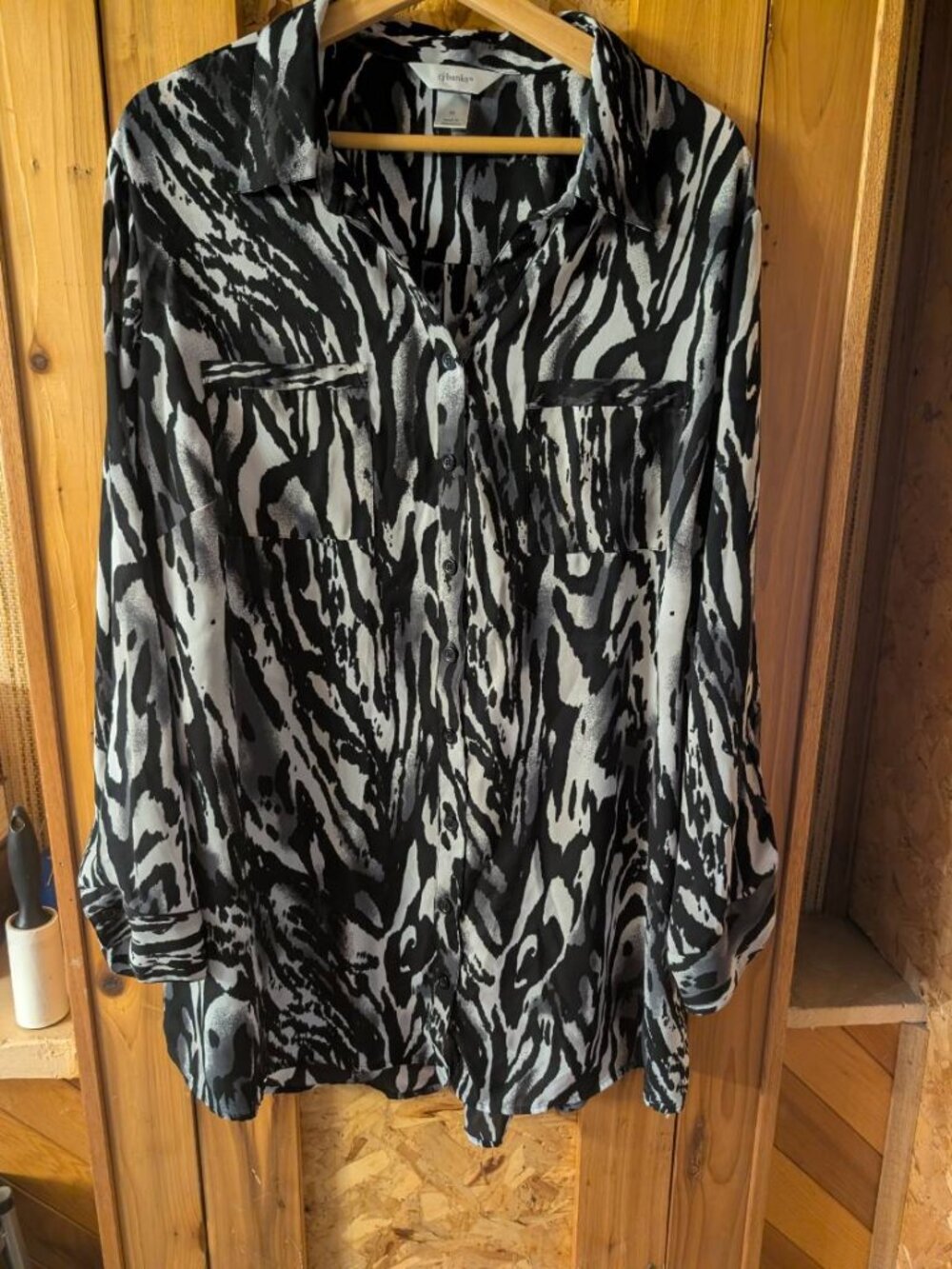 CJ Banks Black and White Blouse